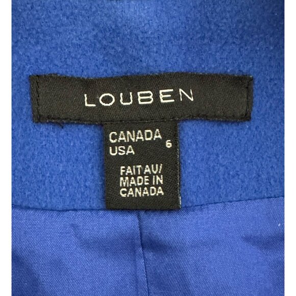 Louben Blue Wool Cashmere Blend Zip Front Jacket Blazer Made in Canada Womens 6 - Picture 3 of 9